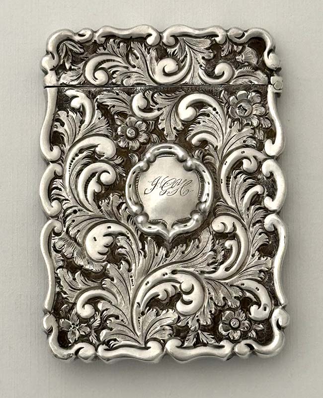 antique English silver card case